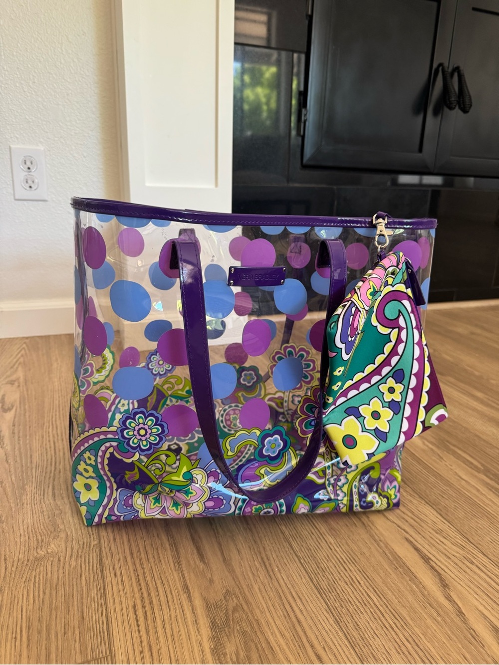 Vera Bradley clear PVC tote bag with matching zippered pouch